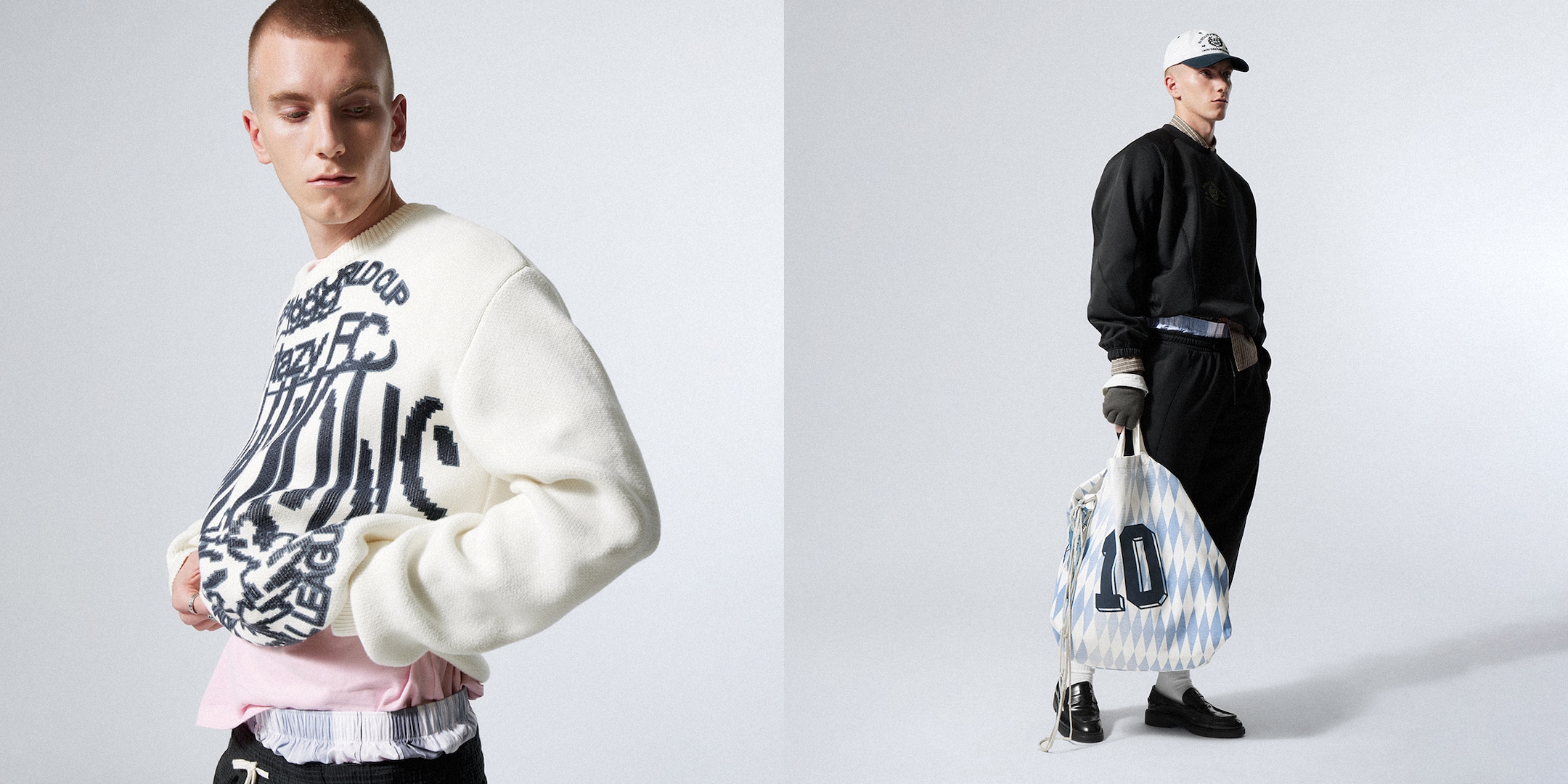 Model wearing clothing from the weekday fussball collection