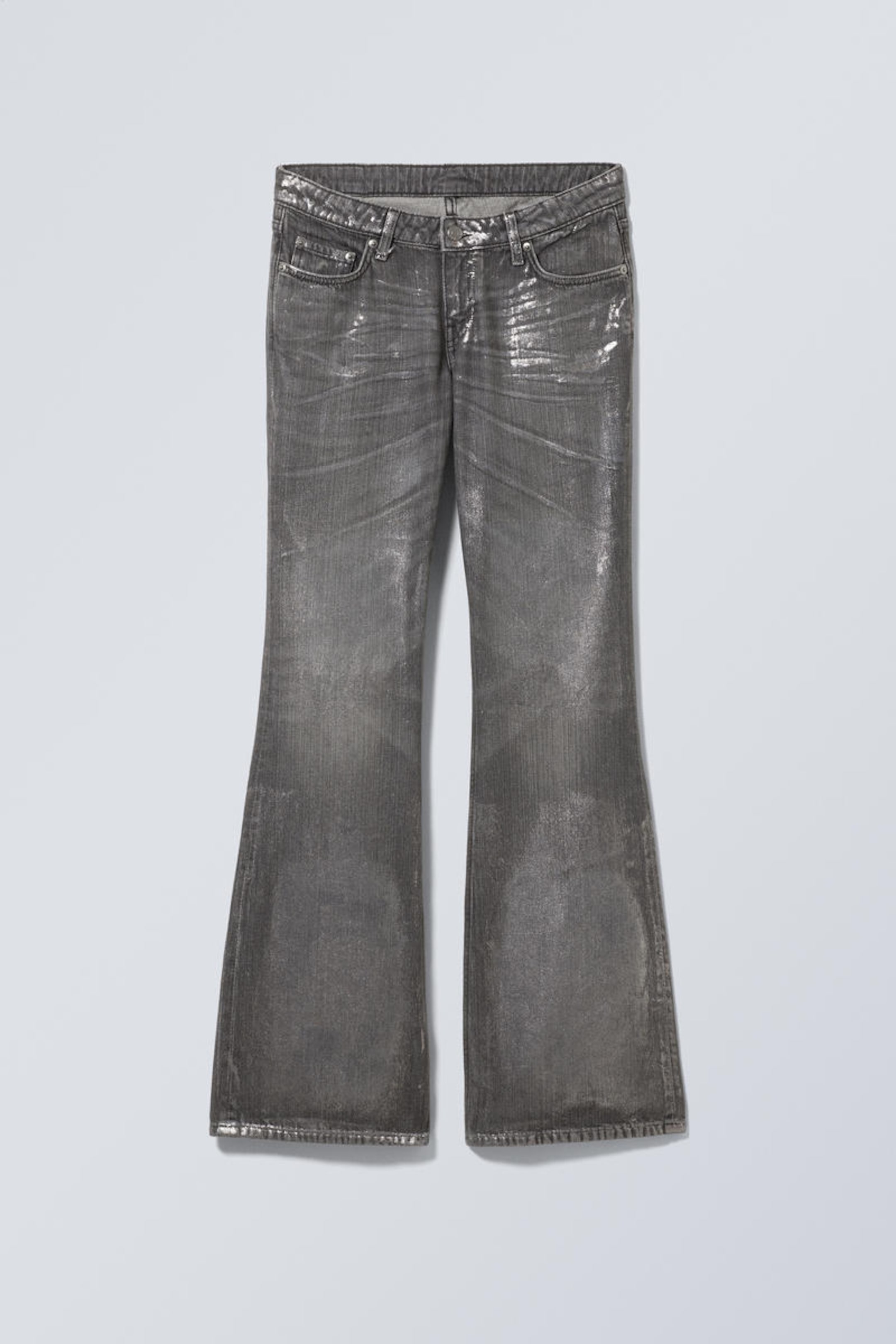 #494A4F - Nova Foil Low Slim Bootcut Jeans