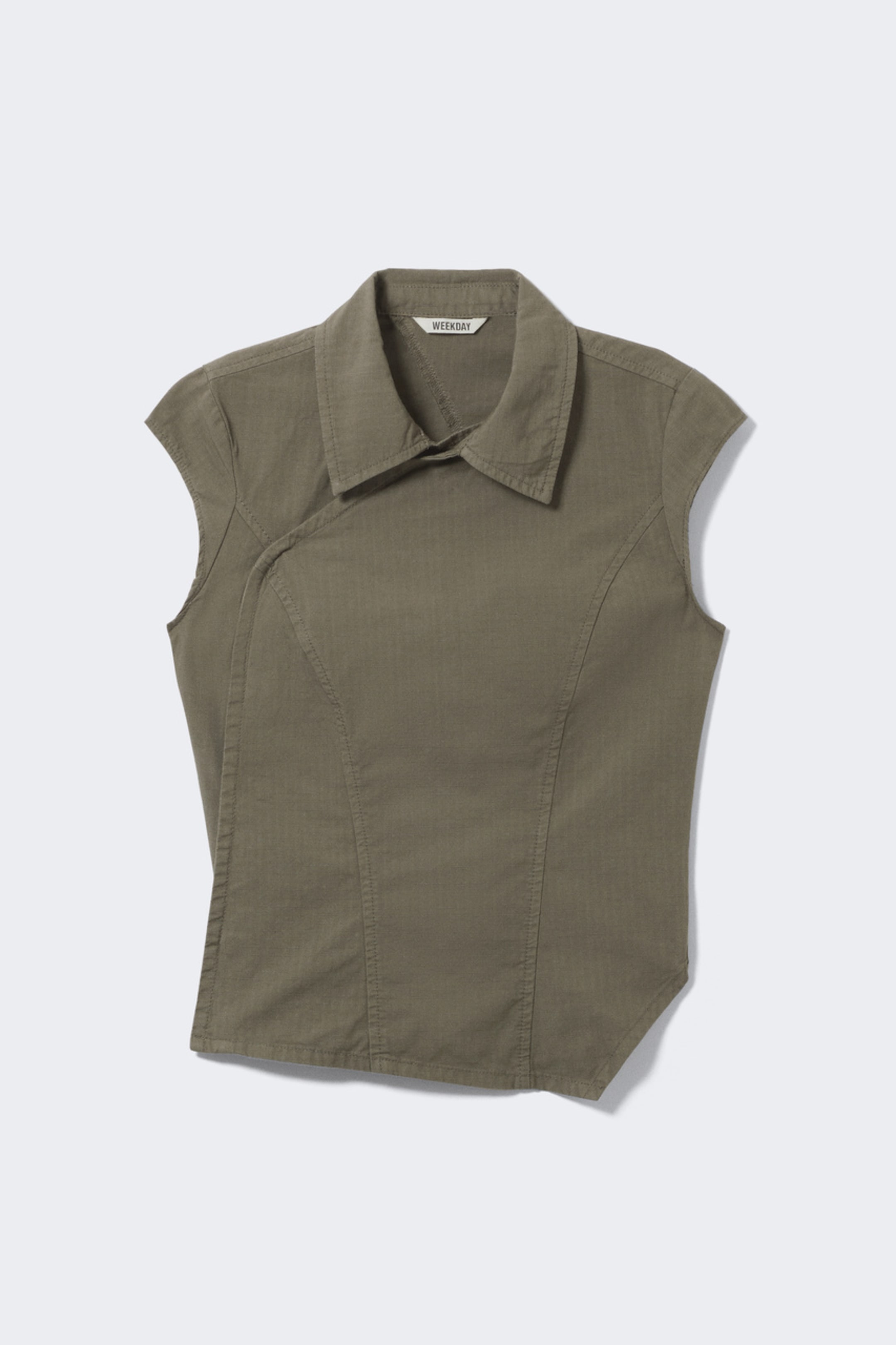 #58534F - Cap-Sleeved Asymmetric Ripstop Top