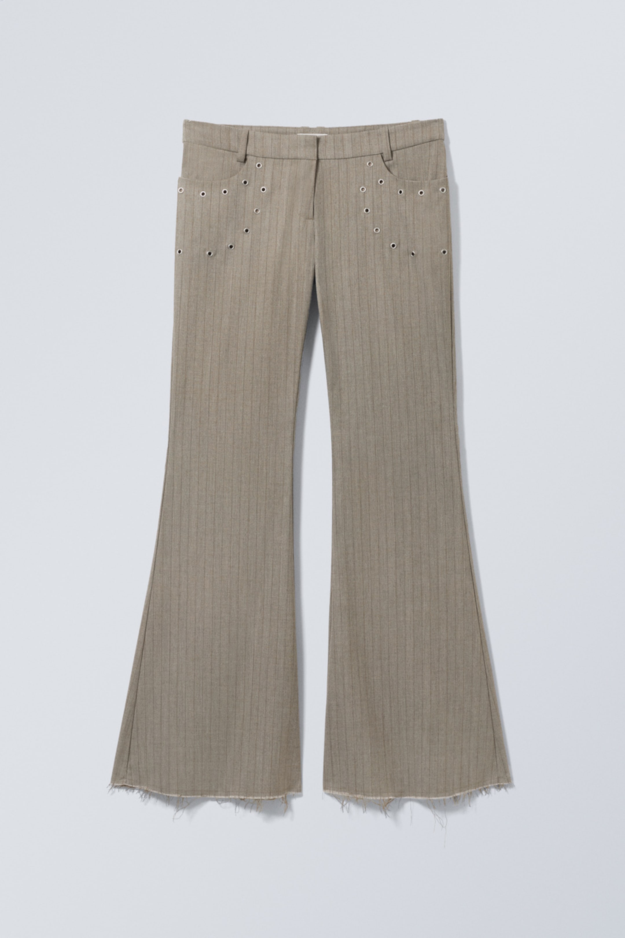 #A9997B - Flared Eyelet Suit Trousers